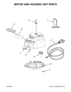 Motor And Housing Unit Parts Diagram and Parts List for 5KFP0933AOB0  KitchenAid Food Processor