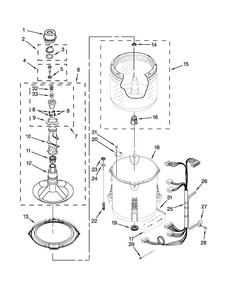 Basket And Tub Parts Diagram and Parts List for 11021292013  Kenmore Washer