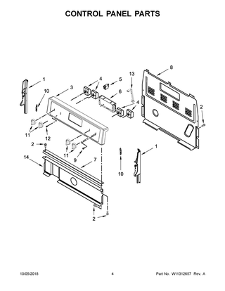Control Panel Parts Diagram and Parts List for WFC310S0EB3  Whirlpool Range