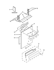 Door And Panel Parts Diagram and Parts List for KUDE20FBWH1  KitchenAid Dishwasher