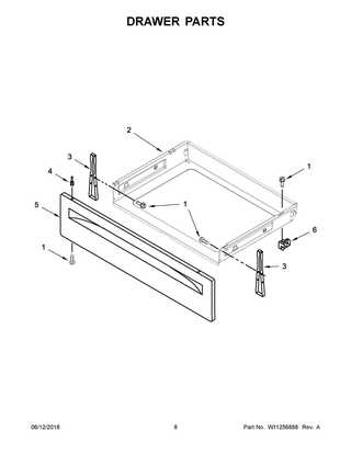 Drawer Parts Diagram and Parts List for WEC310S0FB2  Whirlpool Range