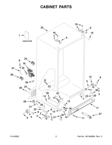 Cabinet Parts 2 Diagram and Parts List for WRS555SIHB06  Whirlpool Refrigerator