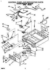 Control Panel And Separator Diagram and Parts List for CSP2761AN1  Whirlpool Dryer