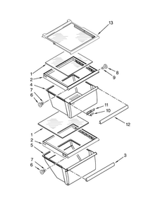 Refrigerator Shelf Parts Diagram and Parts List for 7WRS25FDBF02  Whirlpool Refrigerator