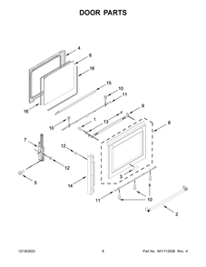 Door Parts Diagram and Parts List for YKSDB900ESS9  KitchenAid Range