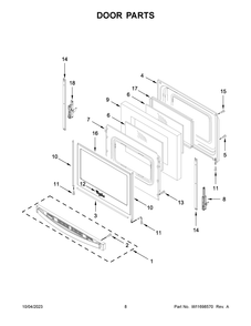Door Parts Diagram and Parts List for YWFE515S0JS4  Whirlpool Range