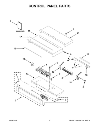 Control Panel Parts Diagram and Parts List for WOD93EC7AB06  Whirlpool Wall Oven