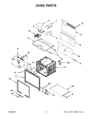 Oven Parts Diagram and Parts List for KDRS467VMB00  Whirlpool Range
