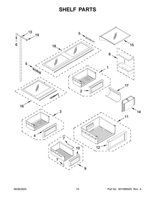 Shelf Parts Diagram and Parts List for KBFN502EPA05  KitchenAid Refrigerator