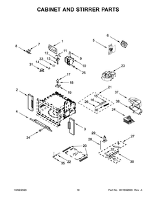Cabinet And Stirrer Parts Diagram and Parts List for WOEC3030LS01  Whirlpool Microwave Oven Combo
