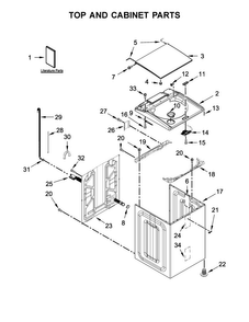 Top And Cabinet Parts Diagram and Parts List for WTW7000DW2  Whirlpool Washer