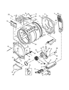 Bulkhead Parts Diagram and Parts List for WED8000DW3  Whirlpool Dryer