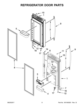 05 - REFRIGERATOR DOOR PARTS Diagram and Parts List for WRF555SDHB00  Whirlpool Refrigerator