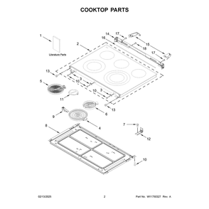 Cooktop Parts Diagram and Parts List for YWSES7530RV0  Whirlpool Wall Oven