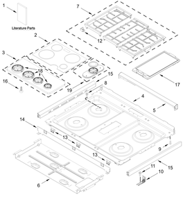Cooktop Parts Diagram and Parts List for KSGS530SBE0  Whirlpool Range