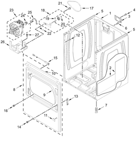 Cabinet Parts Diagram and Parts List for MED6230HW4,MED6230HC4  Whirlpool Dryer