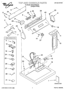 Top And Console/lit/optional Diagram and Parts List for OEM2-7MLGC9545JQ1  Whirlpool Dryer