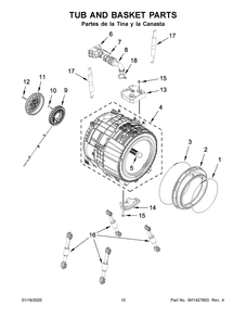 Tub And Basket Parts Diagram and Parts List for 7MWFW560CHW0  Whirlpool Washer
