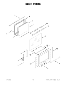 Door Parts Diagram and Parts List for KFGG504KPS4  KitchenAid Range