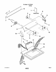 Top And Console Parts Diagram and Parts List for 1107072010  Kenmore Dryer