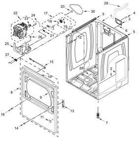 Cabinet Parts Diagram and Parts List for MGD6230RHW4  Whirlpool Dryer