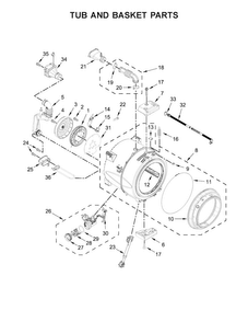 Tub And Basket Parts Diagram and Parts List for WFW85HEFW1  Whirlpool Washer