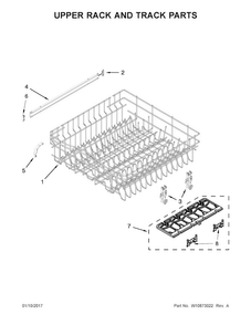 Upper Rack And Track Parts Diagram and Parts List for WDF540PADB3  Whirlpool Dishwasher
