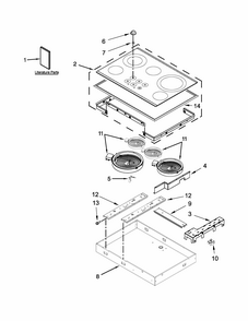 Cooktop Parts Diagram and Parts List for ICR444DB00  Whirlpool Cooktop