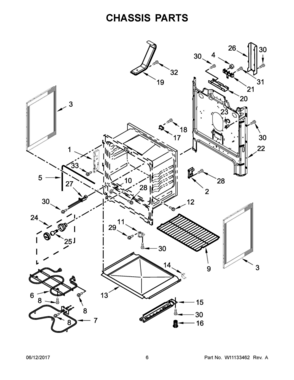 04 - CHASSIS PARTS Diagram and Parts List for WFE320M0EW1  Whirlpool Range
