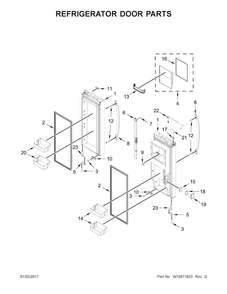 Refrigerator Door Parts Diagram and Parts List for WRF993FIFM00  Whirlpool Refrigerator