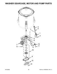Washer Gearcase, Motor And Pump Parts Diagram and Parts List for WGTLV27HW3  Whirlpool Washer Dryer Combo