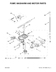 05 - Pump, Washarm And Motor Parts Diagram and Parts List for BLB14GRANA3  Whirlpool Dishwasher