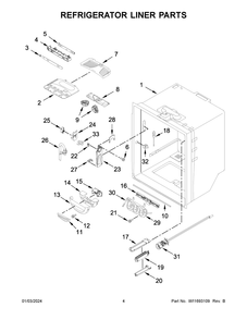 Refrigerator Liner Parts Diagram and Parts List for KRFF302ESS07  KitchenAid Refrigerator