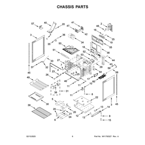 Chassis Parts Diagram and Parts List for YWSES7530RV0  Whirlpool Wall Oven