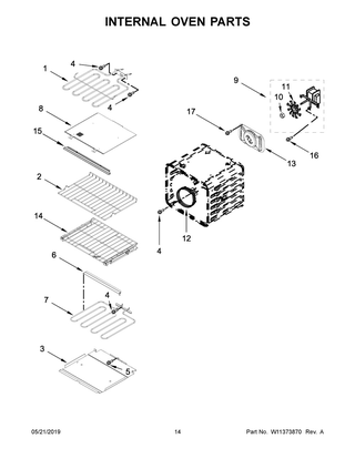 Internal Oven Parts Diagram and Parts List for KOCE507EBS06  Whirlpool Microwave Oven Combo