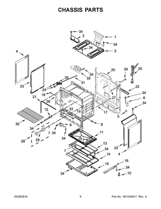 Chassis Parts Diagram and Parts List for WFG510S0HW0  Whirlpool Range