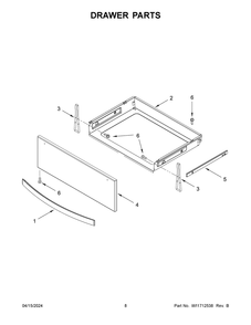 Drawer Parts Diagram and Parts List for YWEE750H0HV5  Whirlpool Range