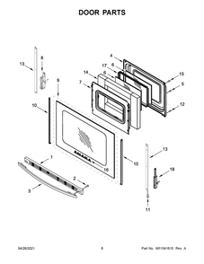 Door Parts Diagram and Parts List for AER6603SFS3  Whirlpool Range