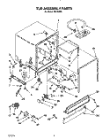 TUB, LIT/OPTIONAL Diagram and Parts List for WU1000X6  Roper Dishwasher