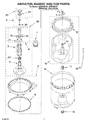 AGITATOR, BASKET AND TUB PARTS Diagram and Parts List for LSQ9600LW1  Whirlpool Washer
