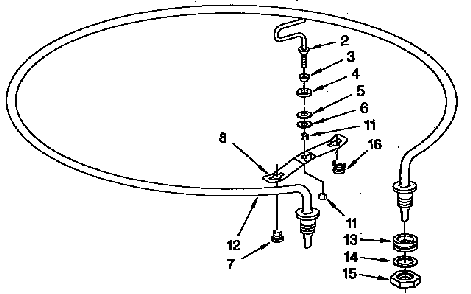 Heater Parts Diagram and Parts List for KUDT23HY3  KitchenAid Dishwasher