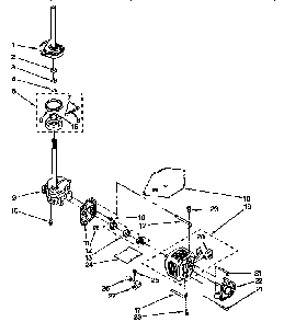 Brake, Clutch, Gearcase, Motor And Pump Diagram and Parts List for LSR7233BGO  Whirlpool Washer