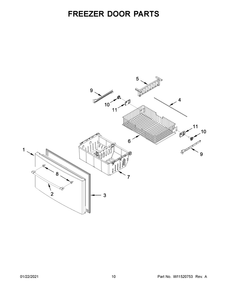 Freezer Door Parts Diagram and Parts List for MFI2570FEZ09  Whirlpool Refrigerator