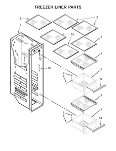Freezer Liner Parts Diagram and Parts List for KRSC503ESS00  KitchenAid Refrigerator