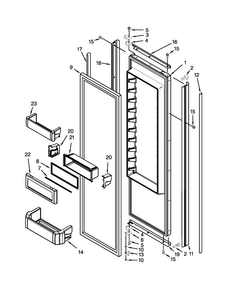 Refrigerator Door Parts Diagram and Parts List for KSSO48FTX20  KitchenAid Refrigerator