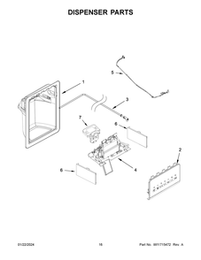 Dispenser Parts Diagram and Parts List for WRS331SDHM08  Whirlpool Refrigerator