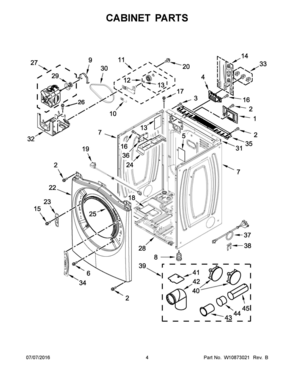03 - CABINET PARTS Diagram and Parts List for YWED92HEFBD0  Whirlpool Dryer