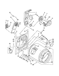 Bulkhead Parts Diagram and Parts List for 7EWED1705YM1  Whirlpool Dryer