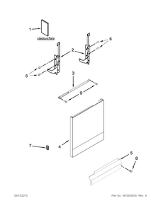 Door And Panel Parts Diagram and Parts List for WDF110PABW3  Whirlpool Dishwasher