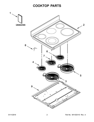 Cooktop Parts Diagram and Parts List for YIES900DS04  Whirlpool Range